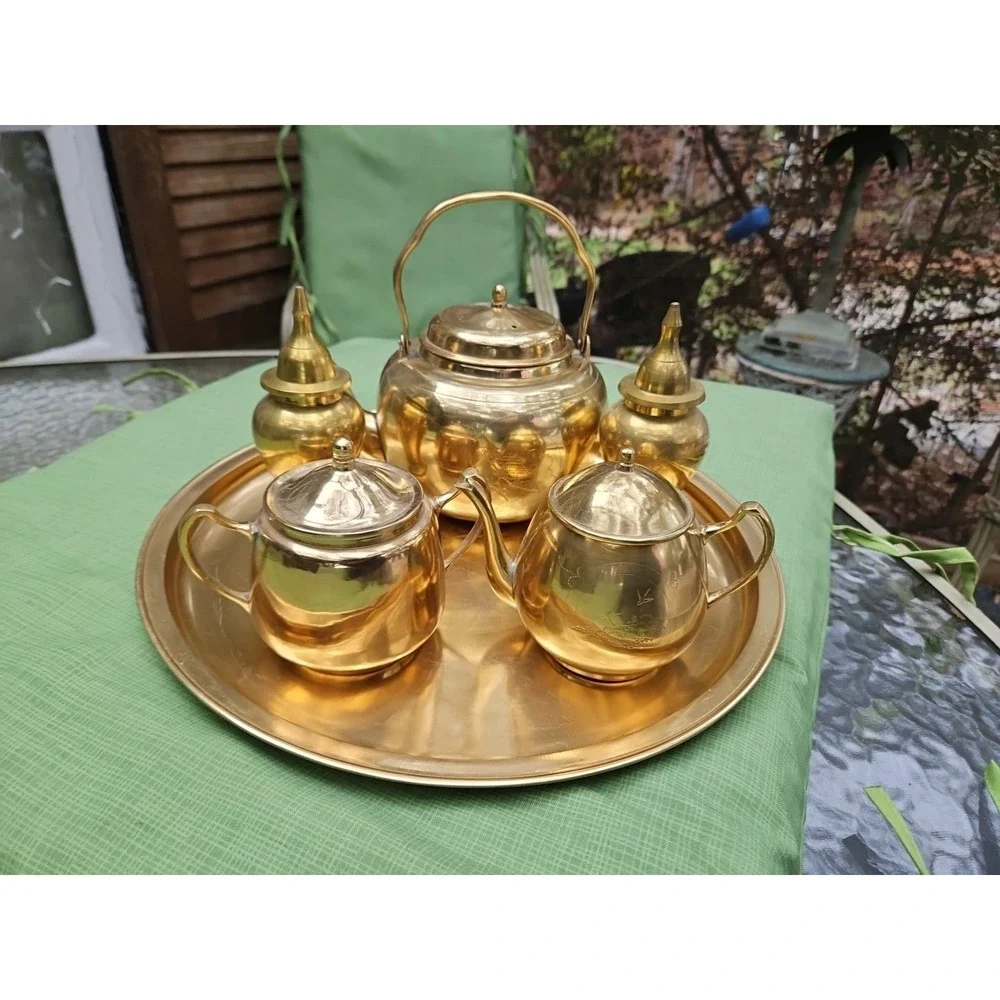 VTG Brass Tea Set 13